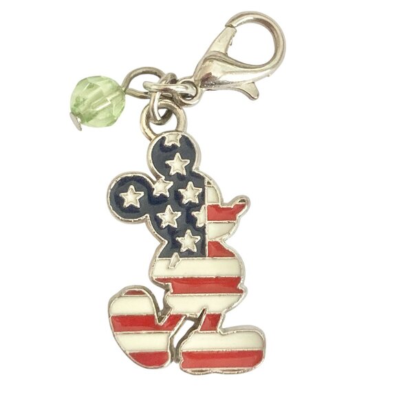 Vintage Disney Patriotic Mickey Mouse US American Flag Clip On Charm Zipper Pull - Picture 1 of 7